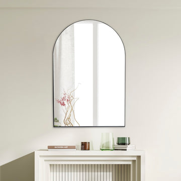 Elodie 24 in. W x 36 in. H Medium Arched Metal Framed Wall Mounted Mirror - JONATHAN Y